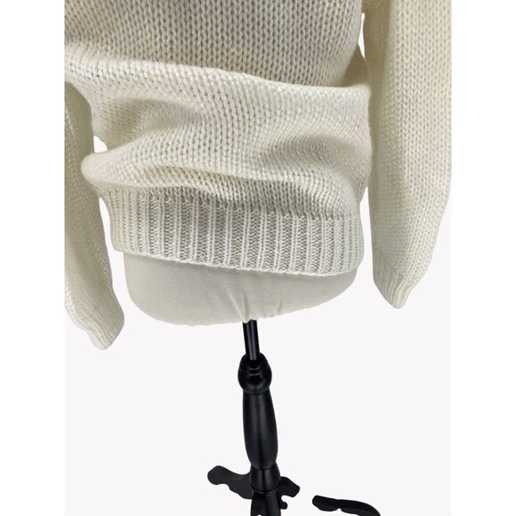 Lady Van Heusen Hand Knit Ivory Sweater M Floral Embroidery & Diamond Pattern - Picture 4 of 7